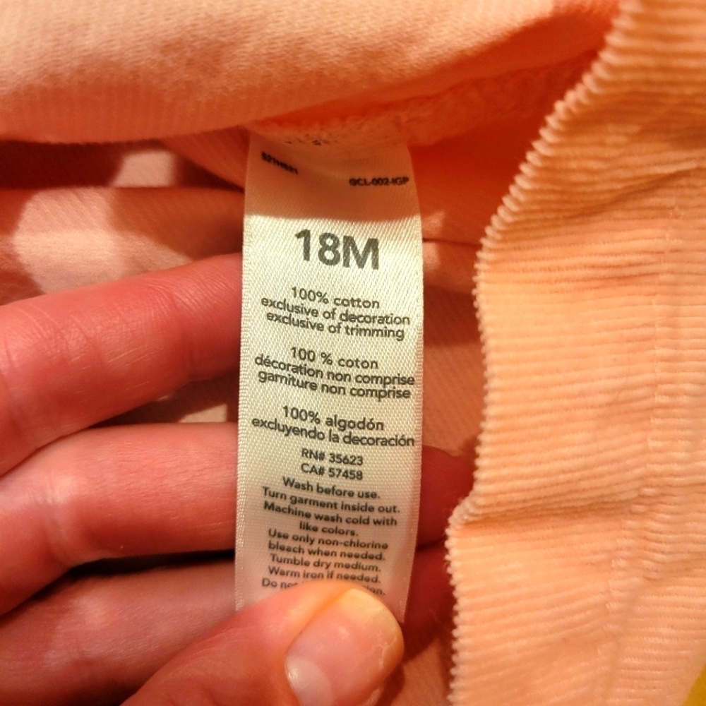 Carter's Corduroy Bear Pink Overall Skirt Size 18 Months - Picture 3 of 6